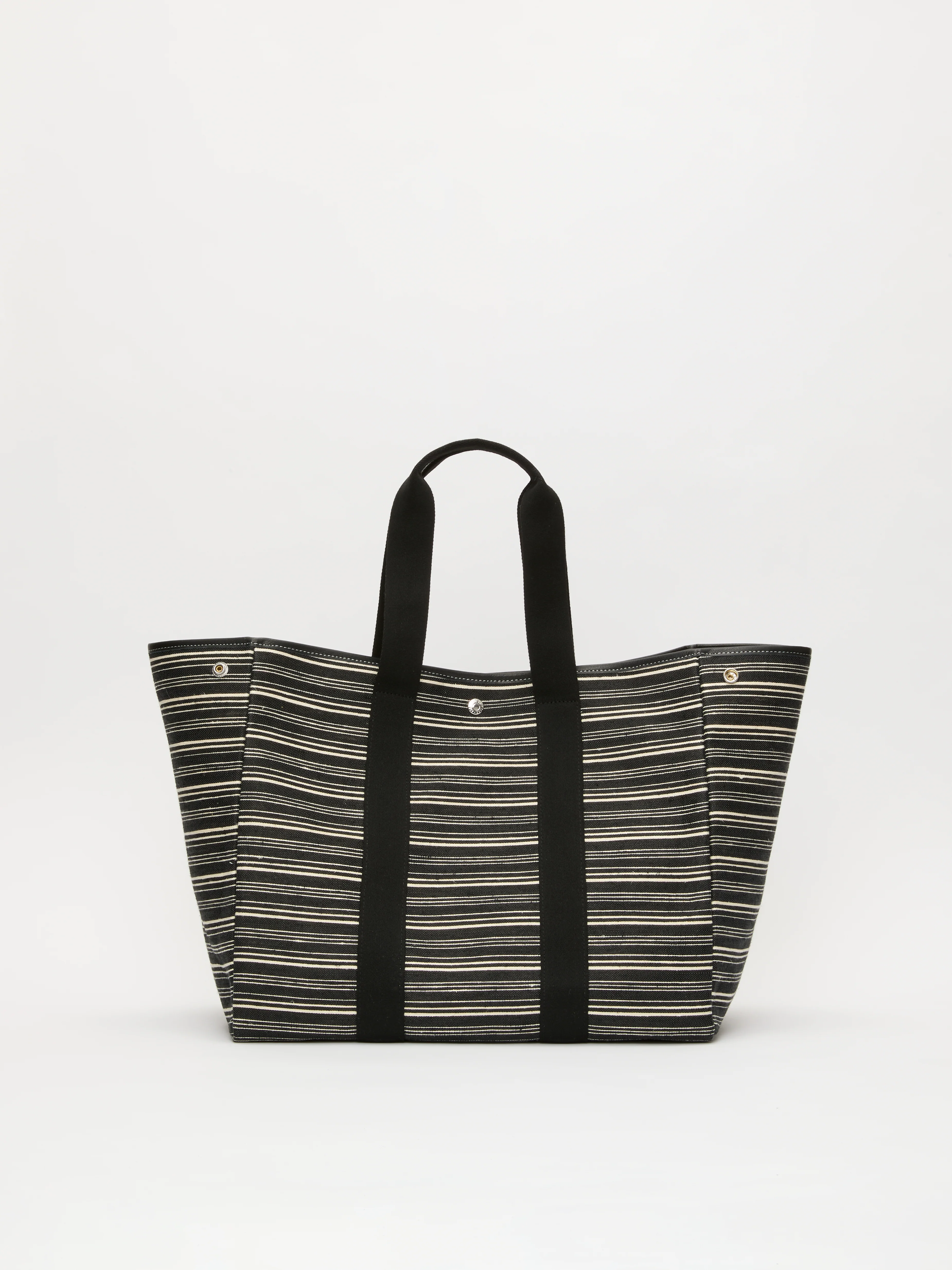 Traversée L - Striped linen Black